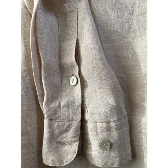 Vintage Hunt Club Womens Size 8 100% Natural Linen Classic Shirt MOP Buttons L/S - Picture 12 of 12